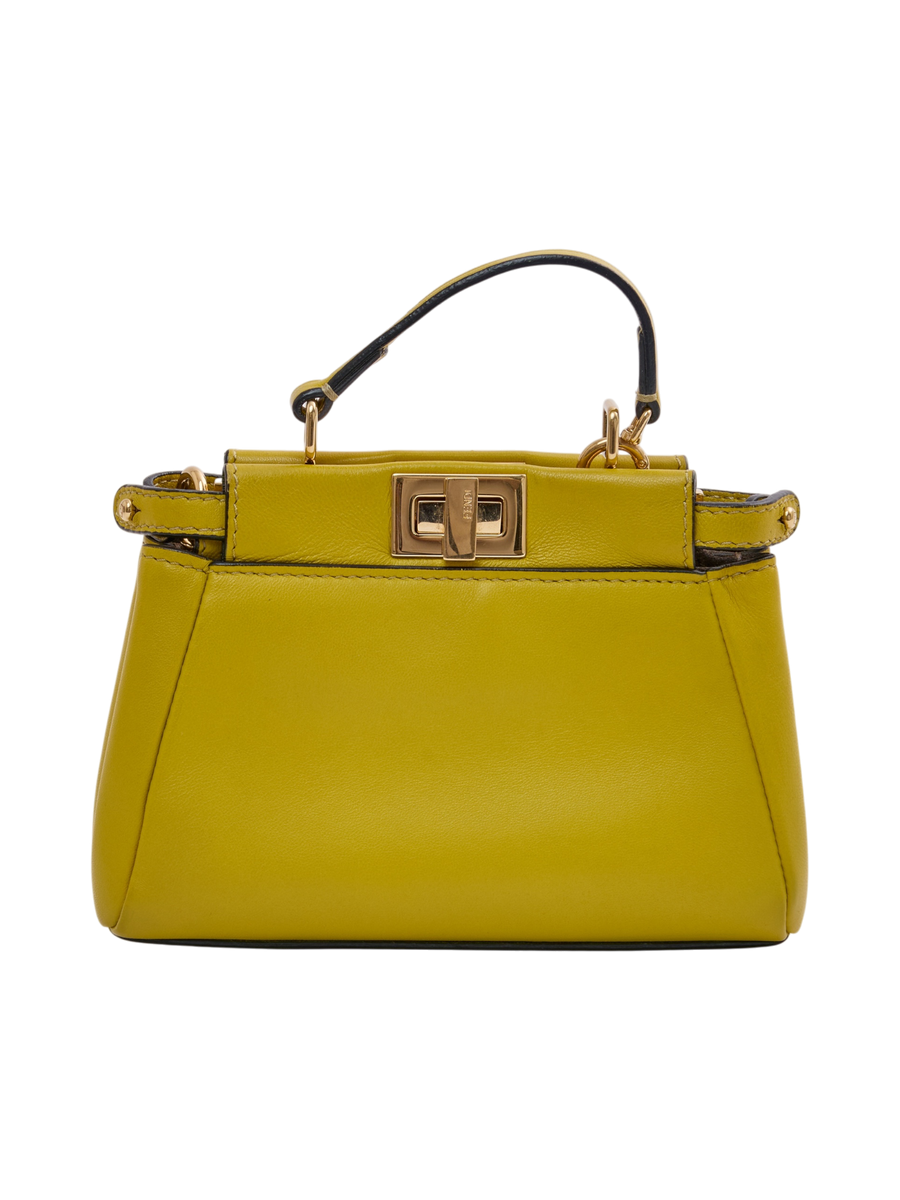 Hera Collective Fendi Micro Peekaboo bag in yellow nappa leather with gold-tone hardware and top handle